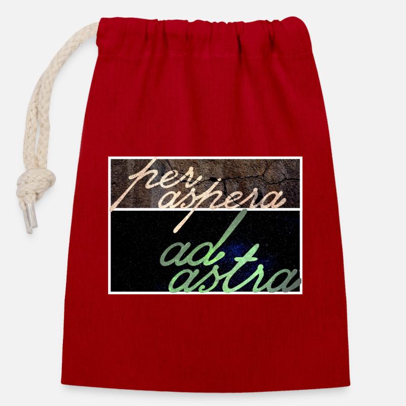 Per Aspera Ad Astra - Sac cadeau en coton avec cordon (14 x 20 cm) - rouge
