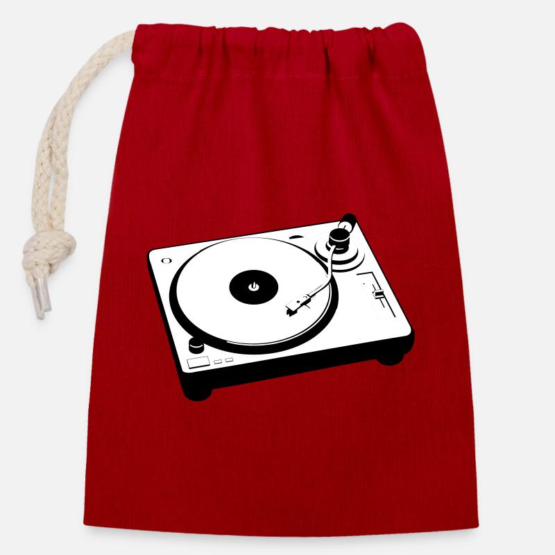 Turntable Plattenspieler DJ - Verschließbarer Geschenkbeutel aus Baumwolle (14x20cm) - Rot