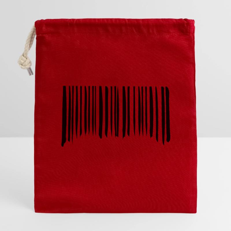 Barcode Strokes Lines Scribbled Barcode Scan Sac cadeau en coton avec cordon (14 x 20 cm)