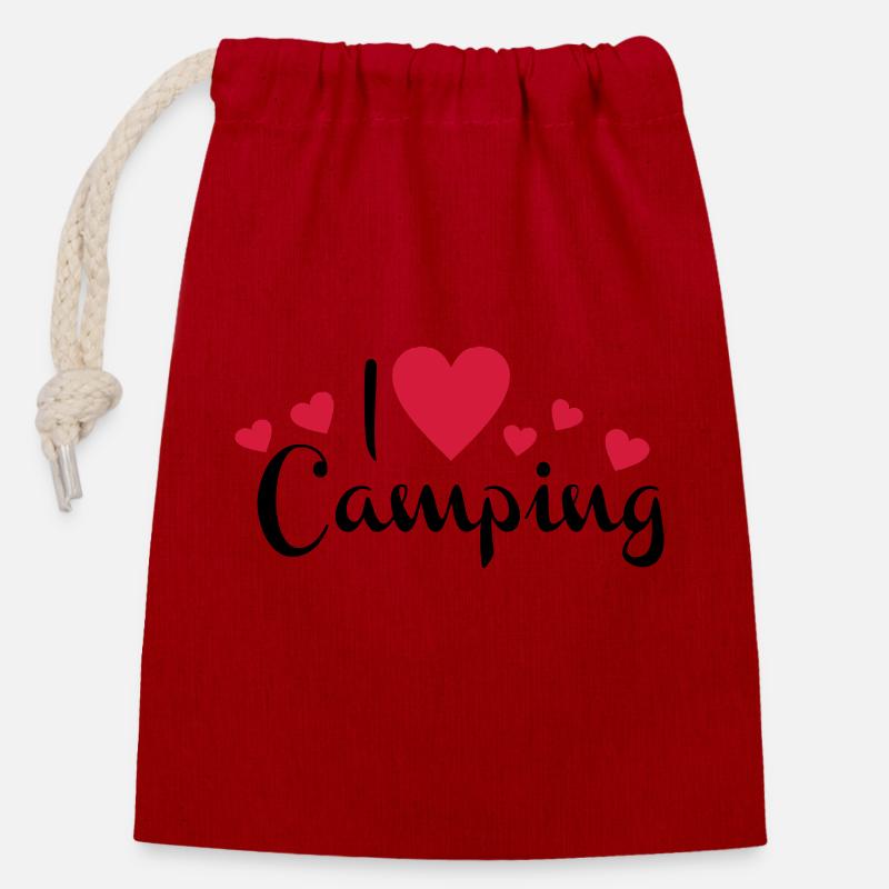 2541614 113588020 camping - Verschließbarer Geschenkbeutel aus Baumwolle (14x20cm) - Rot