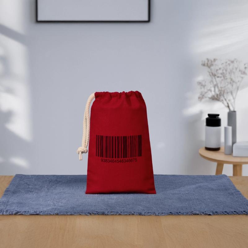 Code barres / code-barres en noir avec des chiffres Sac cadeau en coton avec cordon (14 x 20 cm)