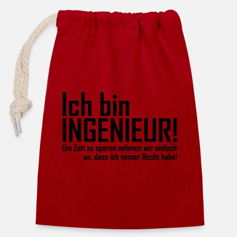 ingenieur - Verschließbarer Geschenkbeutel aus Baumwolle (14x20cm) - Rot