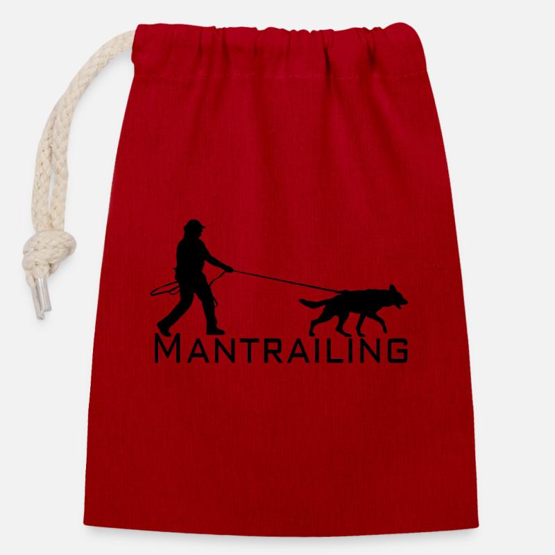 Mantrailing noir - Sac cadeau en coton avec cordon (14 x 20 cm) - rouge