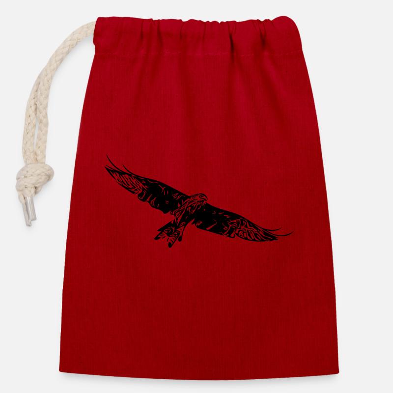 Greifvogel auf breiten Schwingen - Verschließbarer Geschenkbeutel aus Baumwolle (14x20cm) - Rot