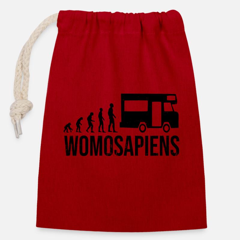 Womosapiens Wohnmobil Evolution - Verschließbarer Geschenkbeutel aus Baumwolle (14x20cm) - Rot