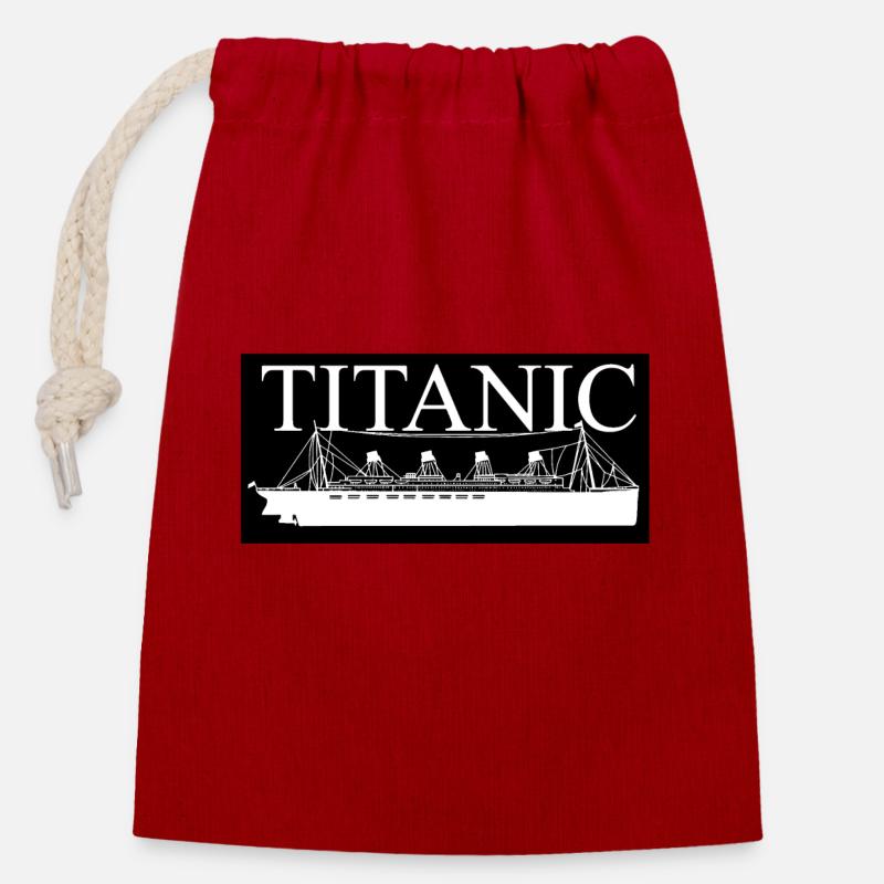 Titanic - Closable cotton gift bag (14x20cm) - red