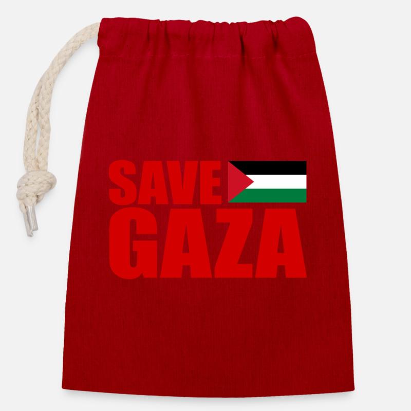 Save gaza - Verschließbarer Geschenkbeutel aus Baumwolle (14x20cm) - Rot