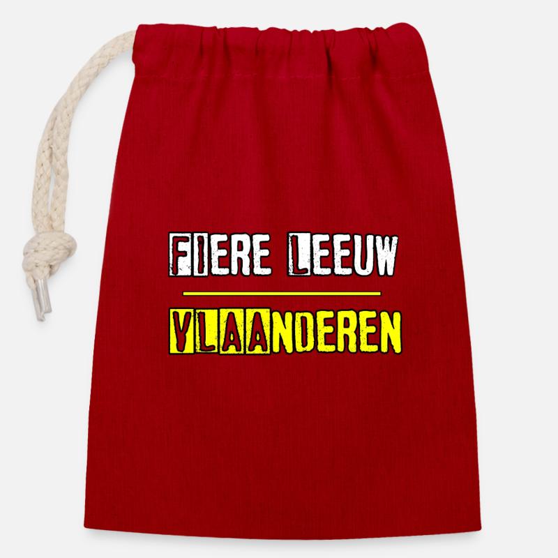 FIERE LEEUW - STOLZER LÖWE - VLAANDEREN - Verschließbarer Geschenkbeutel aus Baumwolle (14x20cm) - Rot