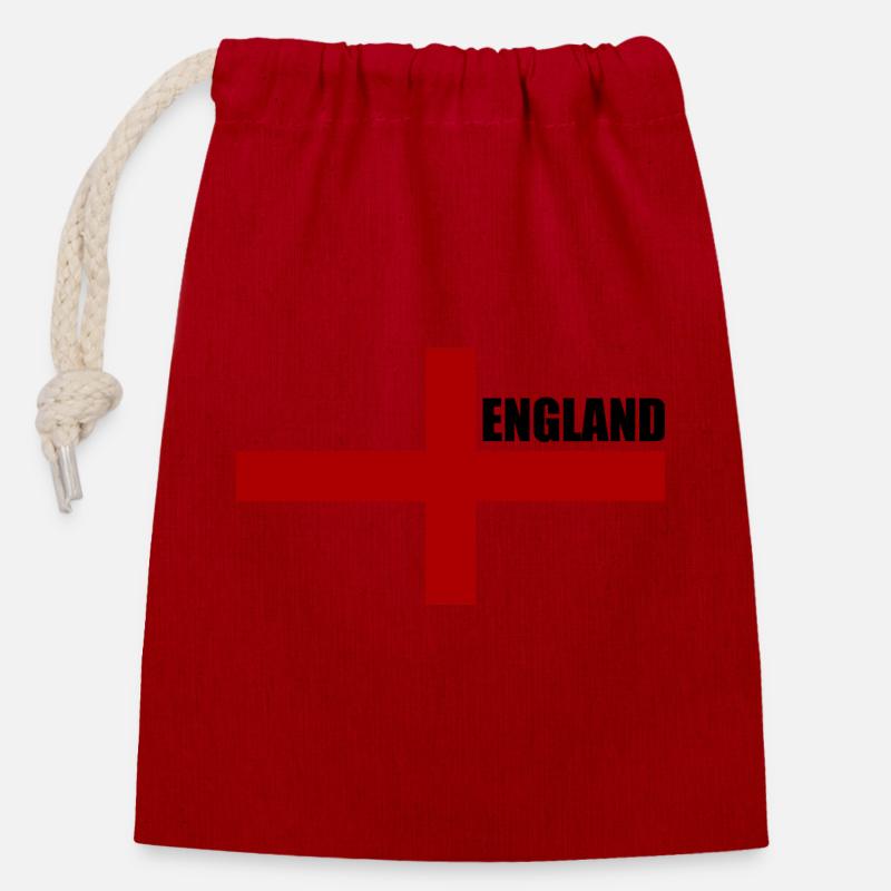 England - Closable cotton gift bag (14x20cm) - red