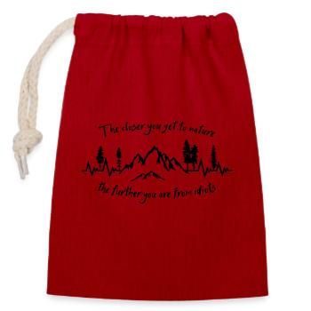 Berg Wandern Natur Lustig - Verschließbarer Geschenkbeutel aus Baumwolle (14x20cm) - Rot - Vorne