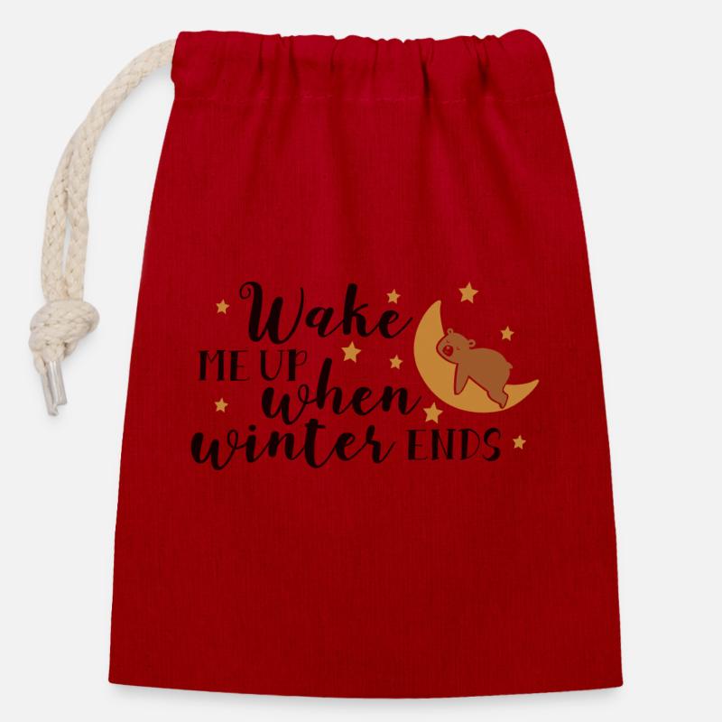Wake me up when... - Closable cotton gift bag (14x20cm) - red