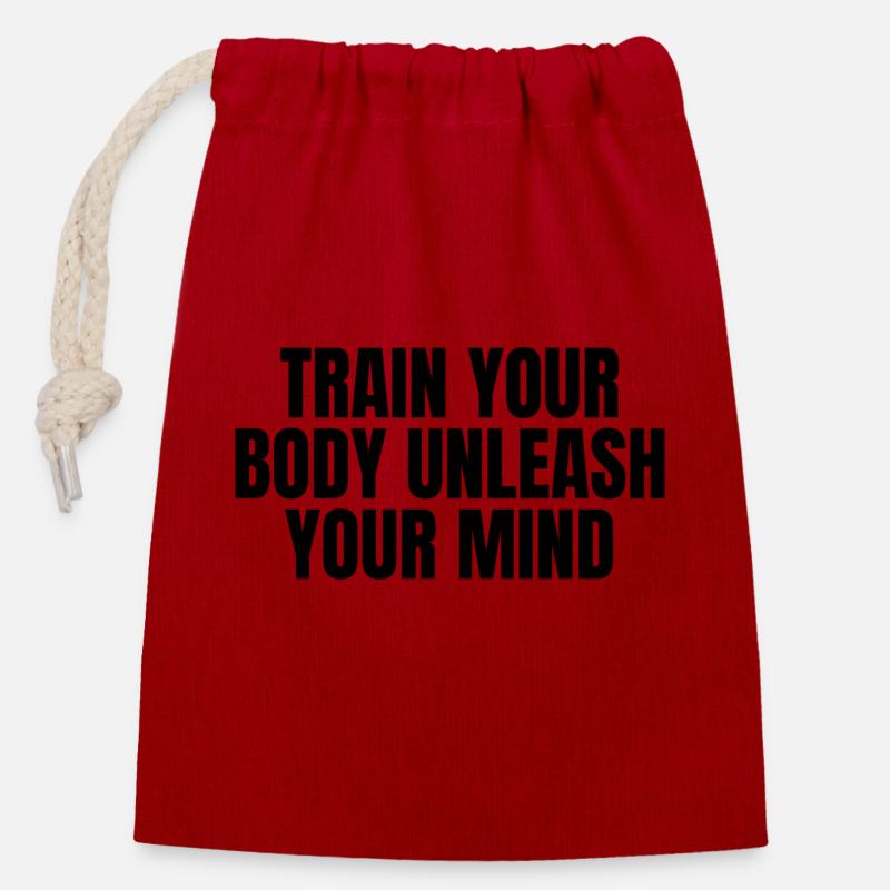 Gym - Closable cotton gift bag (14x20cm) - red