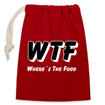 WTF - Where is the Food - Closable cotton gift bag (14x20cm) - red - Front