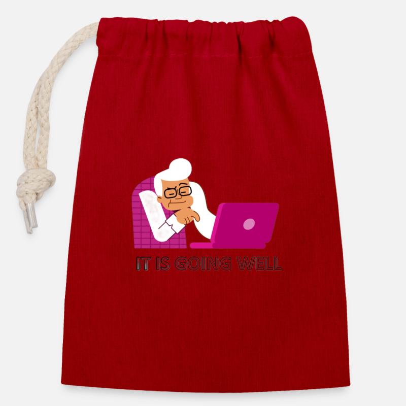 it is going well - Sac cadeau en coton avec cordon (14 x 20 cm) - rouge
