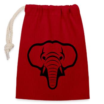 éléphant - Sac cadeau en coton avec cordon (14 x 20 cm) - rouge - Devant