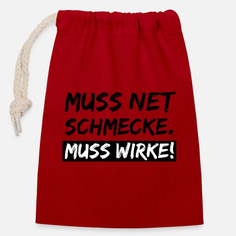 muss net schmecke - Verschließbarer Geschenkbeutel aus Baumwolle (14x20cm) - Rot