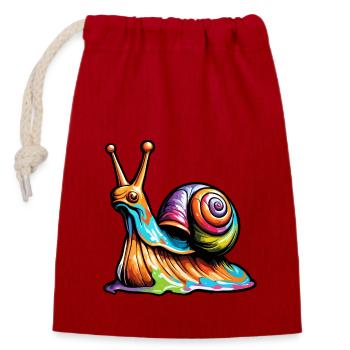 Schnecke / Tier / kriechen / Schleimig / langsam - Verschließbarer Geschenkbeutel aus Baumwolle (14x20cm) - Rot - Vorne