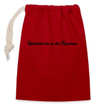 Optimist bis in die Knochen - Verschließbarer Geschenkbeutel aus Baumwolle (14x20cm) - Rot - Vorne