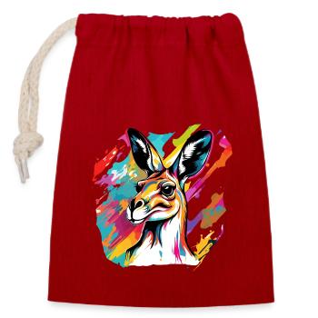 Kangaroo / Animal / Australia / Marsupial / Outback - Closable cotton gift bag (14x20cm) - red - Front