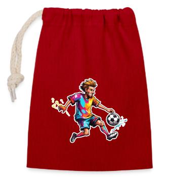 Footballer / Soccer / Pitch / Team - Closable cotton gift bag (14x20cm) - red - Front