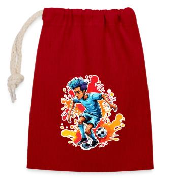 Footballer / Soccer / Pitch / Team - Closable cotton gift bag (14x20cm) - red - Front