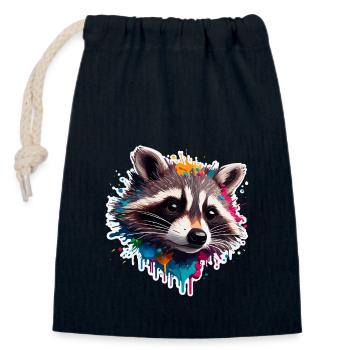 Raccoon / Animal / Zoo / Wild / Cute / Predator - Closable cotton gift bag (14x20cm) - navy - Front