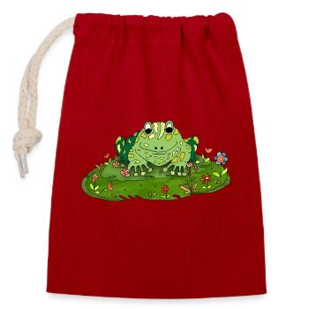 Frog - Closable cotton gift bag (14x20cm) - red - Front