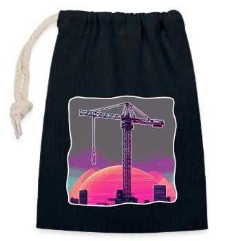 Crane / construction site / winch / crane system - Closable cotton gift bag (14x20cm) - navy - Front