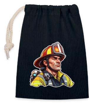 Feuerwehrmann / Feuer / Brand / Löschen / Held - Verschließbarer Geschenkbeutel aus Baumwolle (14x20cm) - Navy - Vorne