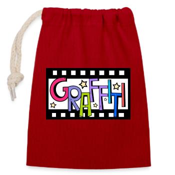 Bande de film graffiti - Sac cadeau en coton avec cordon (14 x 20 cm) - rouge - Devant