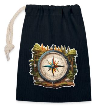 Kompass / Himmelsrichtung / Reisen / Survival - Verschließbarer Geschenkbeutel aus Baumwolle (14x20cm) - Navy - Vorne