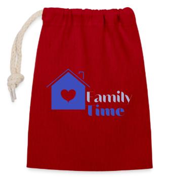 Temps en famille - Familienzeit - Sac cadeau en coton avec cordon (14 x 20 cm) - rouge - Devant