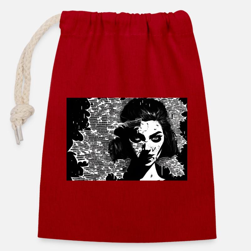 Trinity #1 - Closable cotton gift bag (14x20cm) - red