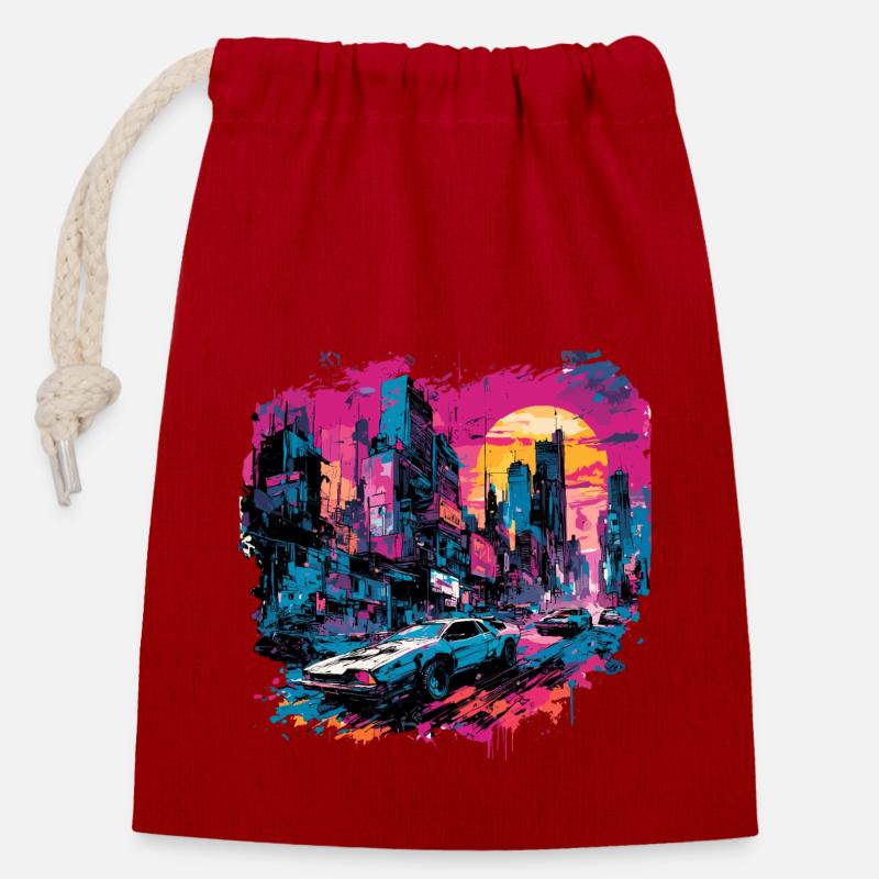 Apocalypse / Doomsday / Destruction / Anarchy - Closable cotton gift bag (14x20cm) - red