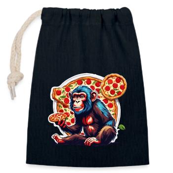 Pizza / Fast Food / Italienisch / Margherita - Verschließbarer Geschenkbeutel aus Baumwolle (14x20cm) - Navy - Vorne