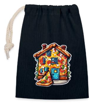 Pizza / Fast Food / Italienisch / Margherita - Verschließbarer Geschenkbeutel aus Baumwolle (14x20cm) - Navy - Vorne