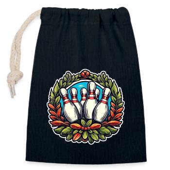 Bowling / Skittles / Bowling Alley / Pin / Strike - Closable cotton gift bag (14x20cm) - navy - Front
