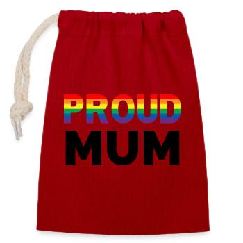 Proud Mum Rainbow - Verschließbarer Geschenkbeutel aus Baumwolle (14x20cm) - Rot - Vorne