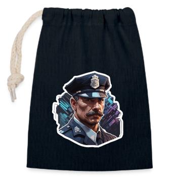 Police / Operations / Profession / Job / Emergency Forces - Closable cotton gift bag (14x20cm) - navy - Front