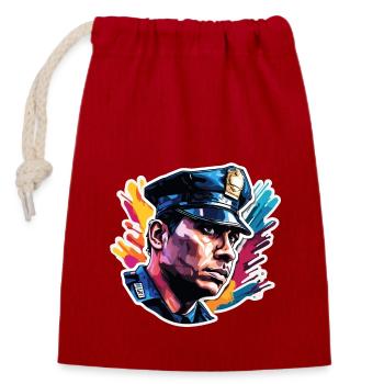 Police / Operations / Profession / Job / Emergency Forces - Closable cotton gift bag (14x20cm) - red - Front