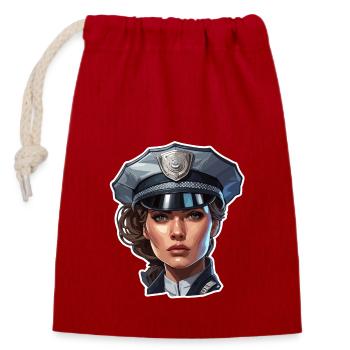 Police / Operations / Profession / Job / Emergency Forces - Closable cotton gift bag (14x20cm) - red - Front