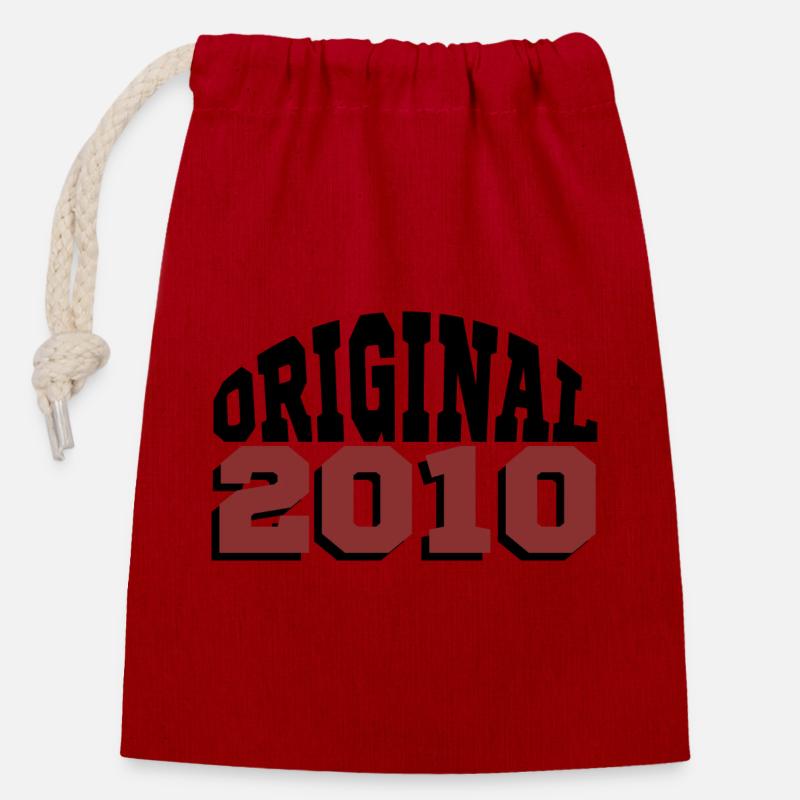 Original 2010 - Sac cadeau en coton avec cordon (14 x 20 cm) - rouge