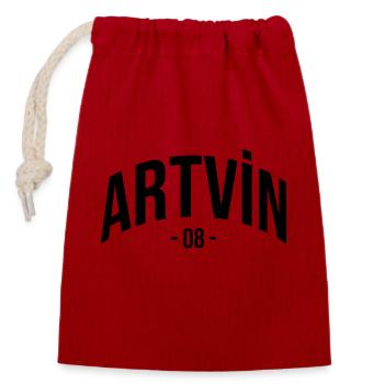 Artvin 08 Türkei Turkiye Geschenk Urlaub Türk TR - Verschließbarer Geschenkbeutel aus Baumwolle (14x20cm) - Rot - Vorne