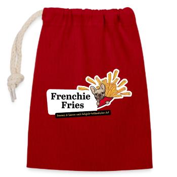 Frenchie Fries - Verschließbarer Geschenkbeutel aus Baumwolle (14x20cm) - Rot - Vorne