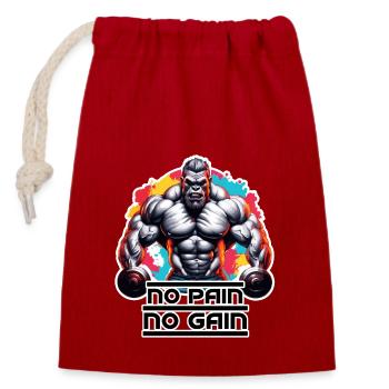 Bodybuilder / Sports / Fitness / Gym / Muscles - Sac cadeau en coton avec cordon (14 x 20 cm) - rouge - Devant