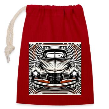 Voiture / Véhicule / Voiture de tourisme / Mobile / Ancienne / Conduite - Sac cadeau en coton avec cordon (14 x 20 cm) - rouge - Devant