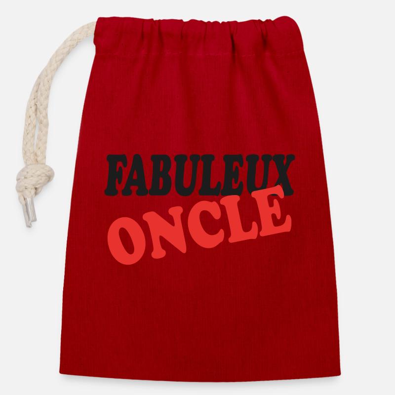 FABULOUS UNCLE - Closable cotton gift bag (14x20cm) - red