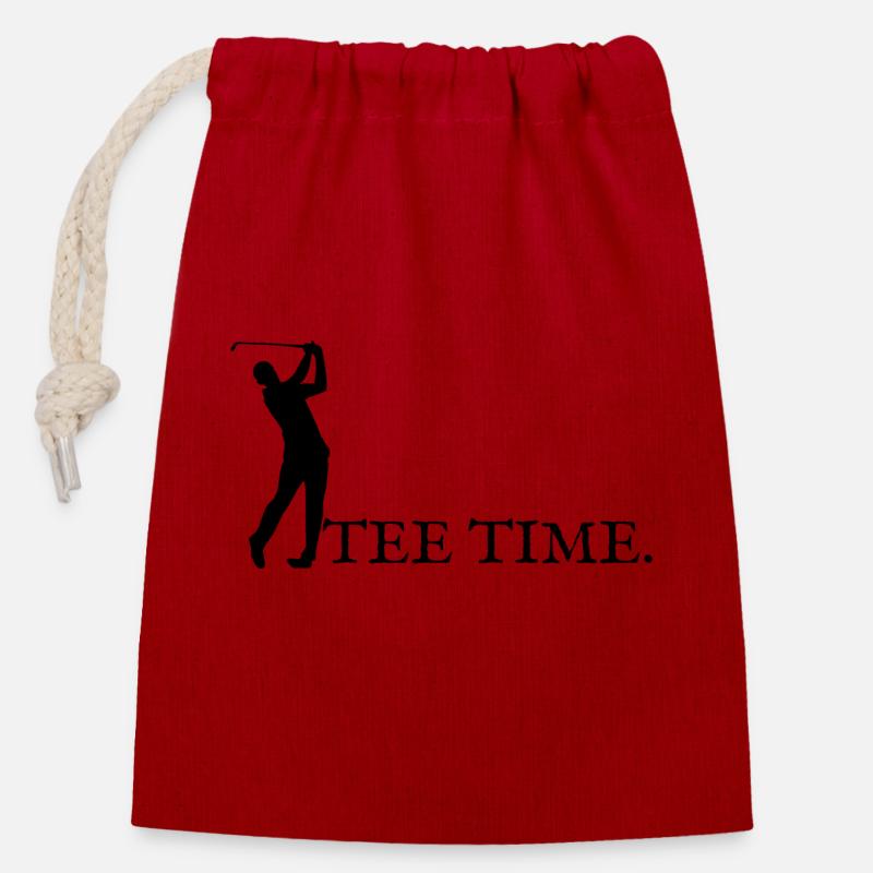 Tee time ! - Sac cadeau en coton avec cordon (14 x 20 cm) - rouge