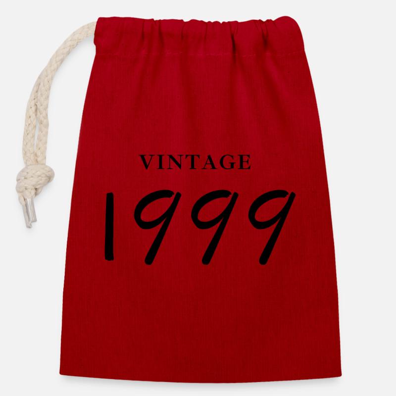 Vintage 1999 - Birthday Gift Idea - Closable cotton gift bag (14x20cm) - red