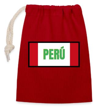Peruvian Flag Colors - Closable cotton gift bag (14x20cm) - red - Front